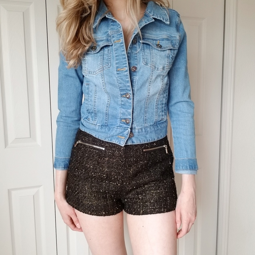 Forever21 Black & Gold High Waist Shimmer Shorts